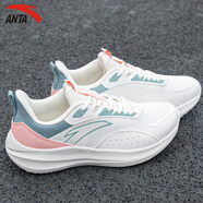安踏（ANTA）女鞋跑步鞋春夏季透氣軟底網(wǎng)面鞋輕便百搭健身休閑旅游運動(dòng)鞋子女 -5象牙白/櫻花粉/蟹殼青 36.5