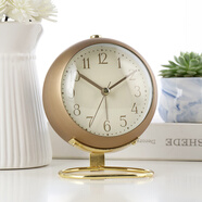 漢時(shí)（Hense）時(shí)尚簡(jiǎn)約鬧鐘學(xué)生兒童鬧表懶人床頭鐘桌面小臺鐘時(shí)鐘HA13砂銅色圓環(huán)