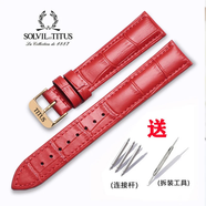 適配鐵達時(shí)手表帶 TITUS天長(cháng)地久系列表帶針扣配件 18mm20mm男女 紅色+金色針扣 18mm
