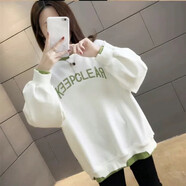 尚濤衛衣女秋冬季加絨加厚女裝新款中長(cháng)款韓版上衣百搭打底衫潮 白色 L 建議100-110斤