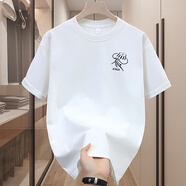 浪古（LAWKUL）純棉短袖t恤男士休閑半袖潮休閑半截袖男裝上衣服夏季打底衫體恤 白色 XL