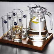 樂(lè )美雅玻璃杯子家用水杯套裝客廳耐熱綠茶杯果汁杯飲料杯牛奶杯 6只/290ml+杯盤(pán)+鴨嘴壺