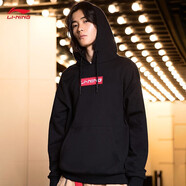 李寧（LI-NING）衛(wèi)衣加絨男女秋冬情侶款套頭加厚保暖防風(fēng)圓領(lǐng)運動服上衣 標(biāo)準(zhǔn)黑（小標(biāo)-加絨） L/175