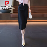 皮爾卡丹（pierre cardin）西裝半身裙女夏季薄2023新款顯瘦高腰中長款包臀裙開叉一步過膝裙 黑色 M (建議95-102斤)