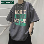 Colombass美式復(fù)古短袖T恤男夏季純棉重磅港風(fēng)潮牌休閑寬松半袖體恤衫 鐵灰色(精梳棉升級(jí)款) XL/180(建議145-160斤)