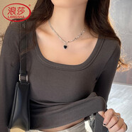 浪莎方領(lǐng)打底衫女25秋冬新品加厚磨絨螺紋長(cháng)袖修身抑菌防螨內搭上衣