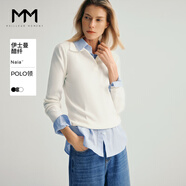 麥檬MM爆款寬松連帽質(zhì)感針織衫毛衣上衣25秋冬新款 Polo領(lǐng)-長袖-白色5F7932691 （白色微透 介意慎拍） S