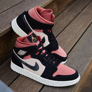 耐克（NIKE）女鞋Air Jordan aj1新款休閑板鞋運動(dòng)輕便耐磨透氣籃球鞋【尖貨】 BQ6472-202 黑紅奶茶 37.5