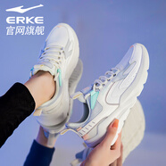 鴻星爾克女鞋運動(dòng)鞋秋冬官方旗艦新款紅星女士休閑皮面透氣老爹跑步鞋子 白/灰0272 37