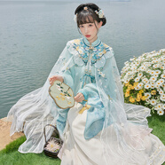 十三余小豆蔻兒[蝶扇仙]重工刺繡漢服外套裝飾輕薄透披風(fēng)繡花斗篷 斗篷  現(xiàn)貨 S