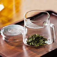 耐熱綠茶杯過(guò)濾茶杯玻璃杯家用水杯杯子帶把泡茶月牙杯玻璃水杯 清沐月牙泡茶杯400ml