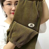 素沁仁加絨加厚燈芯絨休閑褲女2025秋冬女裝新款顯瘦哈倫寬松休閑運(yùn)動褲 不加絨芥黃綠 2XL 建議120-130斤