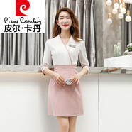 皮爾卡丹美容院工作服女高端足浴養(yǎng)生館spa氣質(zhì)皮膚管理夏季美容師連衣裙 粉紅色(七分袖) L