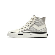 普尼 PONY波尼帆布鞋男女情侶高幫潮流復古腰果花運動(dòng)休閑鞋 21W1SH01GR 35