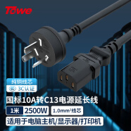 TOWE同為10A電腦/服務器/打印機國標電源線10A轉C13電源線三芯品字型電源轉換線1.0平 1M 直插頭