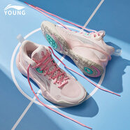 李寧（LI-NING）全城10馭帥16兒童籃球鞋男中大童韋德之道童鞋減震實戰(zhàn)運動鞋女 櫻草粉（音速10） 35