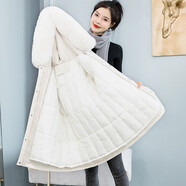 親在活里活面羽絨服女加厚可脫卸內(nèi)膽可拆棉衣中長款衣服派克服 米白色 L 105-120斤