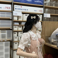 夏季新款泡泡短袖襯衫+系帶超仙森女背帶連衣裙女學(xué)生單件/套裝潮 泡泡袖襯衫【關(guān)注店鋪】 S