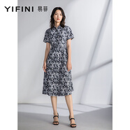 易菲（YIFINI）高腰顯瘦氣質(zhì)連衣裙女幾何印花襯衫款連衣裙夏新 A04Y3936 花色 0S