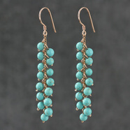 雪聰素元綠松石流蘇純銀耳環(huán)長款民族風(fēng)復(fù)古耳飾墜女裝飾品原創(chuàng)藏飾 綠松石14K包金