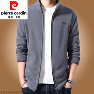 皮爾卡丹（pierre cardin）品牌搖粒絨男士外套春秋款立領(lǐng)夾克抓絨衛(wèi)衣寬松外穿開(kāi)衫沖鋒上衣 薄款搖粒絨灰色 XL
