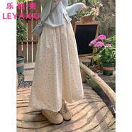 樂雅秀2025春夏新款溫柔風(fēng)波點長裙女簡約顯瘦百搭休閑a字遮胯半身裙子 杏色 M 裙長84建議100-110斤