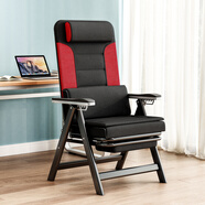 自力（ZILI）折疊辦公椅家用電腦椅游戲電競椅可躺靠背椅子人體工學(xué)午休拉腳椅 純黑電腦椅+保溫墊 送腰枕
