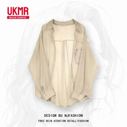 UKMR夏季套裝女2025新款大碼穿搭防曬雪紡襯衫上衣配吊帶連衣裙兩件套 杏色襯衫【單件】 L 【建議100-120斤】