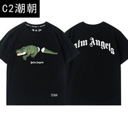 C2潮朝棕櫚天使T恤短袖斷尾Angels字母印花修身型男tee潮牌 601169白字 T 黑 S/165