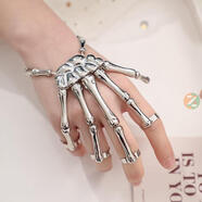 喏雅珘機械外骨骼機甲裝備爪子暗黑戒指手環(huán)機器人手套表演表演道具玩具 骷髏手環(huán)【圣銀】 均碼