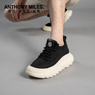 Anthony Miles2025夏季男鞋新款休閑飛織運動鞋男透氣輕便網面鞋軟底旅游跑步鞋 黑色 39