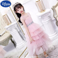 迪士尼（Disney）2025新款夏裝女童連衣裙兒童婚紗蛋糕裙中大童禮服女公主裙蓬蓬裙 粉紅色 A02 150