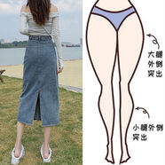 蘭威費雷高腰開(kāi)叉牛仔半身裙女春夏梨形身材中長(cháng)款顯瘦遮肚包臀裙71327 復古藍 M 【-110斤】