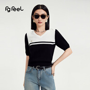 普普風(fēng)2024年夏季女裝新品簡(jiǎn)約氣質(zhì)V領(lǐng)學(xué)院風(fēng)舒適毛針織衫PB3M21346S 黑色 L