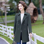 俞兆林（YUZHAOLIN）媽媽春裝上衣中長(cháng)款大衣中年女士時(shí)尚風(fēng)衣中老年女裝春秋氣質(zhì)外套 FN4154509378 灰色 XL (建議100斤以?xún)?
