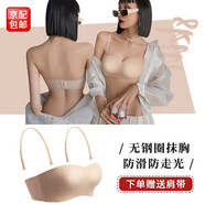 鉑吶苓無肩帶內(nèi)衣抹胸防滑文胸裹胸式內(nèi)衣防走光美背薄款隱形聚攏無鋼圈 膚色抹胸+肩帶【80/36ABC通杯】
