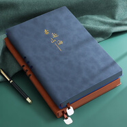嘉然恒 筆記本本子筆插加厚B5羊巴皮面記事本商務(wù)會(huì )議記錄本軟面抄大學(xué)生手賬本文藝勵志日記本可定制-藍色