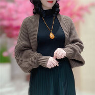 韓版純色2025新款密織開(kāi)衫長(cháng)袖披肩外搭高端女士外套時(shí)尚洋氣 咖啡色華夫格