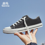 森馬（Senma）時尚簡約青春系帶低幫學(xué)生舒適休閑帆布鞋男 2122201 黑色 42碼