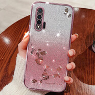 羅璐鷗 華為nova6手機殼女款硅膠殼外殼WLZ-AN00保護套5G高級水鉆玫瑰花漸變閃粉電鍍殼防摔 【漸變玫瑰金】+全屏鋼化膜 華為Nova6