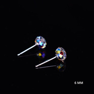 中赤純銀耳釘女精致閃亮奧地利水晶6MM耳飾日韓風(fēng)格簡(jiǎn)約時(shí)尚森系耳環(huán) 6MM白彩純銀耳釘