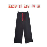 SONG OF JOY阿頌SOJ拼接POLO套裝情侶運動休閑加厚情侶裝戶外輕便衛(wèi)衣套裝 長褲-黑色 L