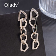 Qlady不規則幾何銀耳飾女個(gè)性夸張歐美長(cháng)款耳環(huán)女時(shí)尚氣質(zhì)輕奢裝飾耳墜生日禮物 咖金色