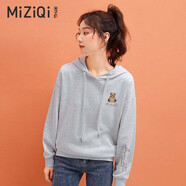 米子旗衛(wèi)衣女春秋冬季連帽加絨寬松上衣2025新款韓版套頭bf風(fēng)外套潮 春秋咖字5519左小5813左大灰色 XL 建議115-125斤