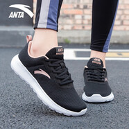 安踏女鞋運動(dòng)鞋2025冬季新品網(wǎng)面透氣跑步鞋慢跑鞋輕休閑鞋子 黑/玫瑰金5526 36