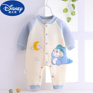 迪士尼（Disney）秋冬季嬰兒衣服中厚夾棉男女寶寶秋裝連體衣新生兒哈衣爬服春秋款 亮鋼藍 ST藍色叮當貓連體保暖 66cm (11-15斤內(nèi)合適)