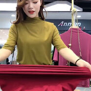 澤萬(wàn)邦年女裝春秋新款半高領(lǐng)t恤女短袖純色內搭打底衫修身顯瘦上衣 深姜黃色 M 80-110