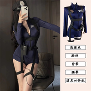 SOKGUIN朱迪兔子警官cos服成人女警連體衣衣服服裝制服套裝漫展 藍套裝+道具對講機 均碼 (80-120)