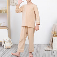 素道天然有機彩棉 兒童純棉長(cháng)袖家居服 純色寶寶居家套裝 睡衣 兒童家居服套裝 120