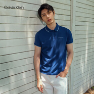 Calvin KleinJeans夏季男士商務(wù)休閑ck鑲邊翻領(lǐng)年輕多色短袖T恤POLO衫J319183 C5G-海軍藍(lán) 2XL （建議190-200斤）